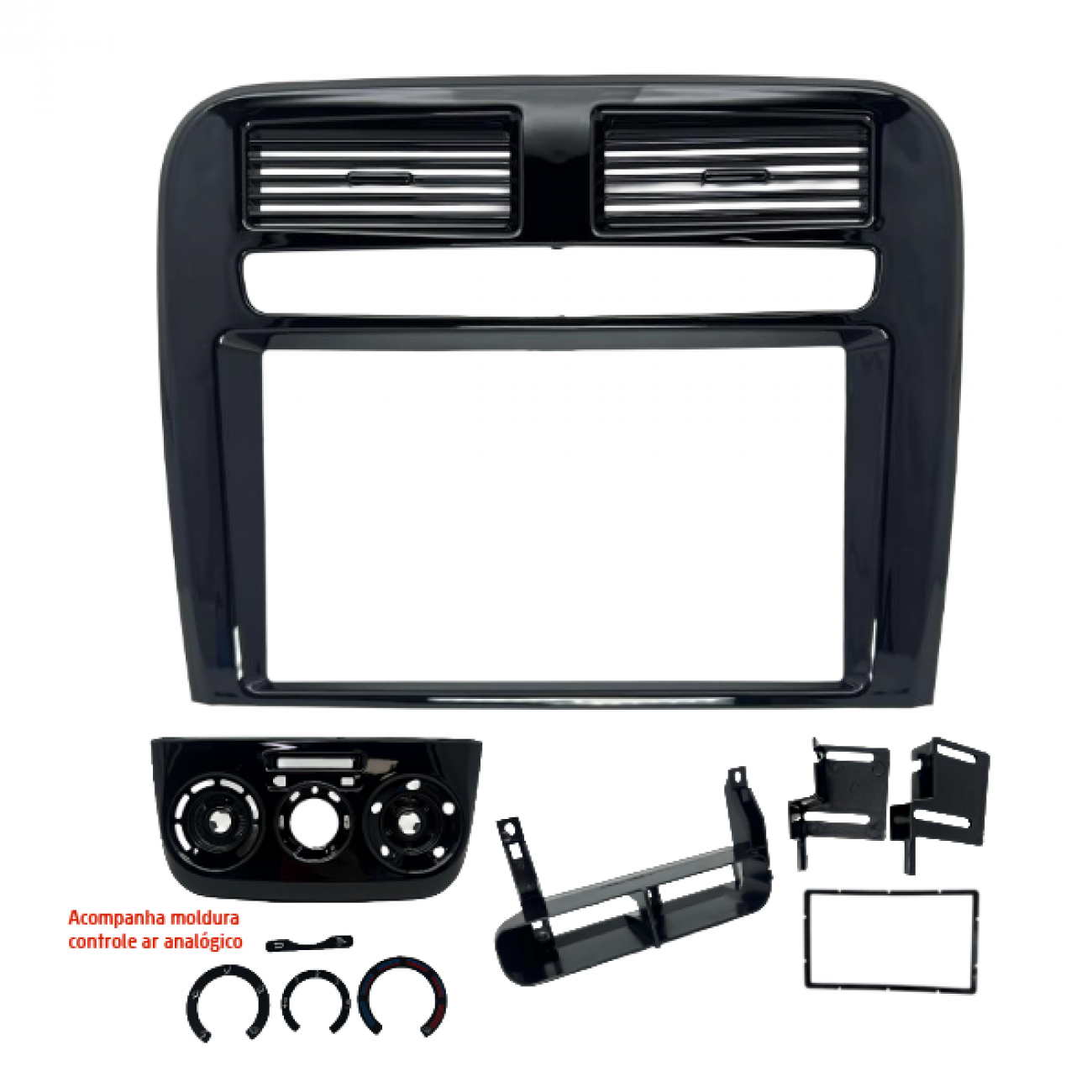 MOLDURA 6.8" E 7" FIAT PUNTO 2008/2012 COM CAPA DO CONTROLE AR ANALÓGICO